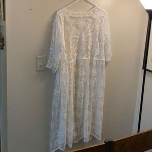 Off white lace duster